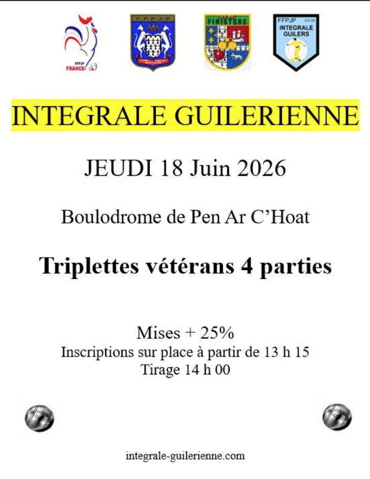 Triplettes ce jeudi 18 juin 2026 à Guilers