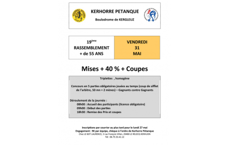 Rassemblement + 55 ans à Kerhuon le vendredi 31 mai ...