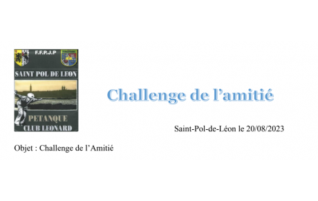 Challenge de l'Amitié à Saint-Pol le 10 Septembre 2023...
